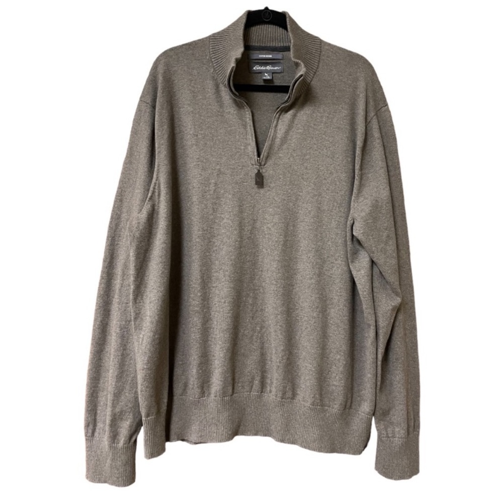 Eddie Bauer TALL XL Pullover 1/4 Zip Sweater Merino Wool Cotton Unisex